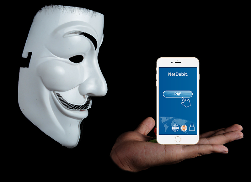 Mask Anonymous and smartphone with booking mask
